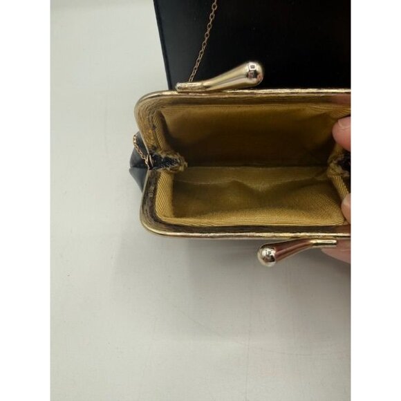 Vintage Koret Black Leather Minimalist Adjustable Strap Handbag w/ Coin Purse - Picture 9 of 14